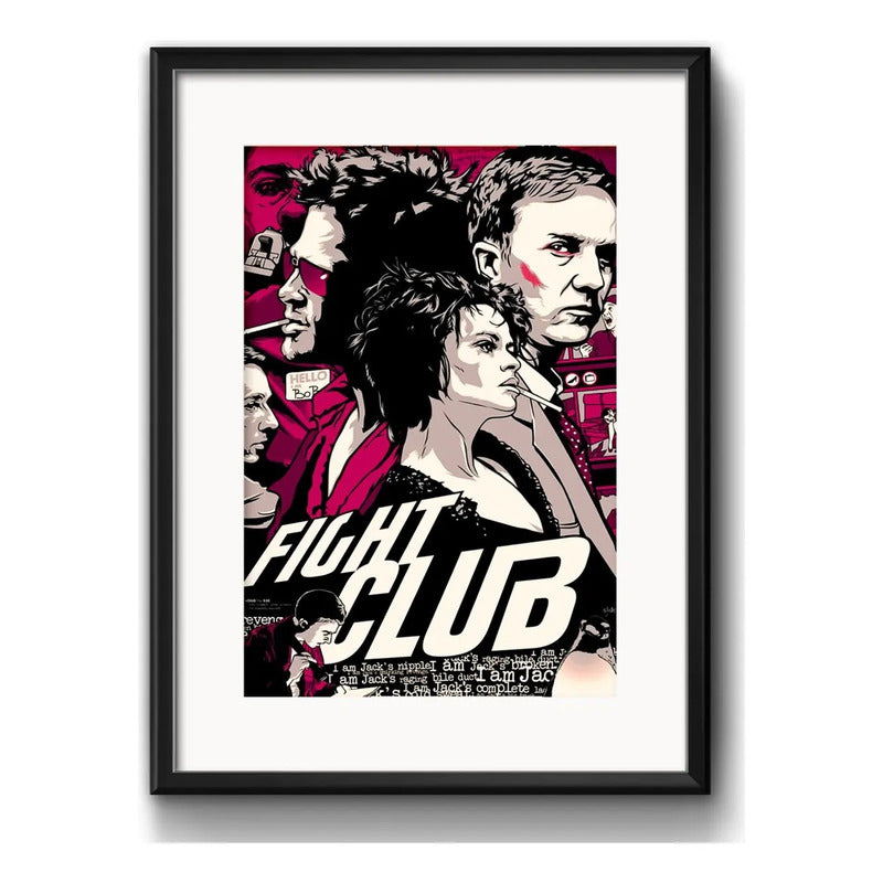 Cuadro Fight Club Pelicula Clube Pelea Pop Art Paspartú B1 Marco Negro