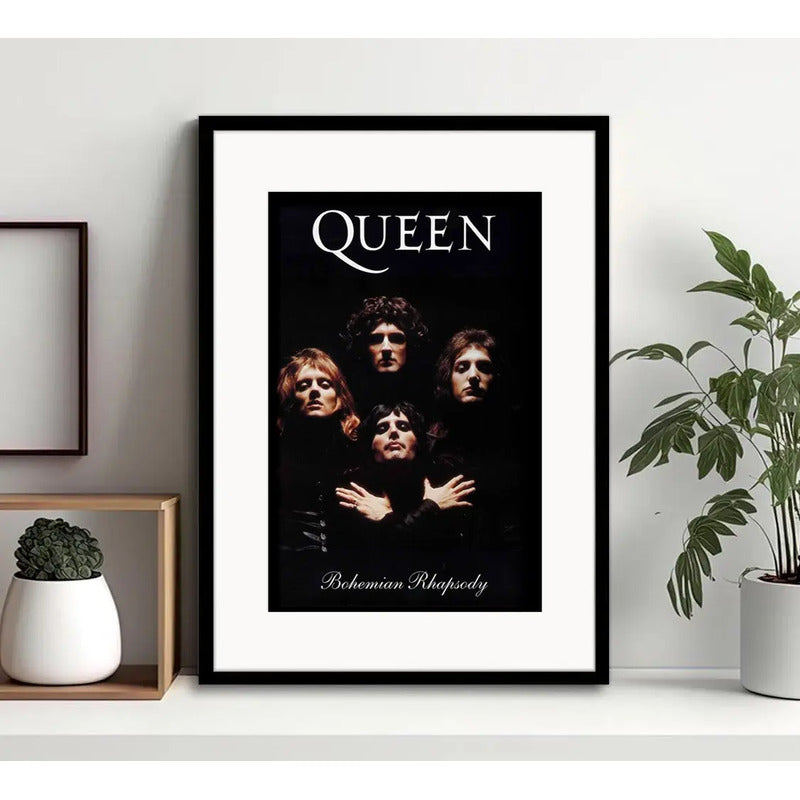 Cuadro Queen Freddie Mercury Rock B7 Decoracion Con Paspartú Marco Negro