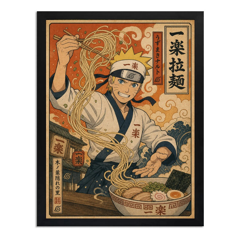 Cuadro Naruto Ramen Comida Arte Japones Cocina Anime Geek Marco Negro
