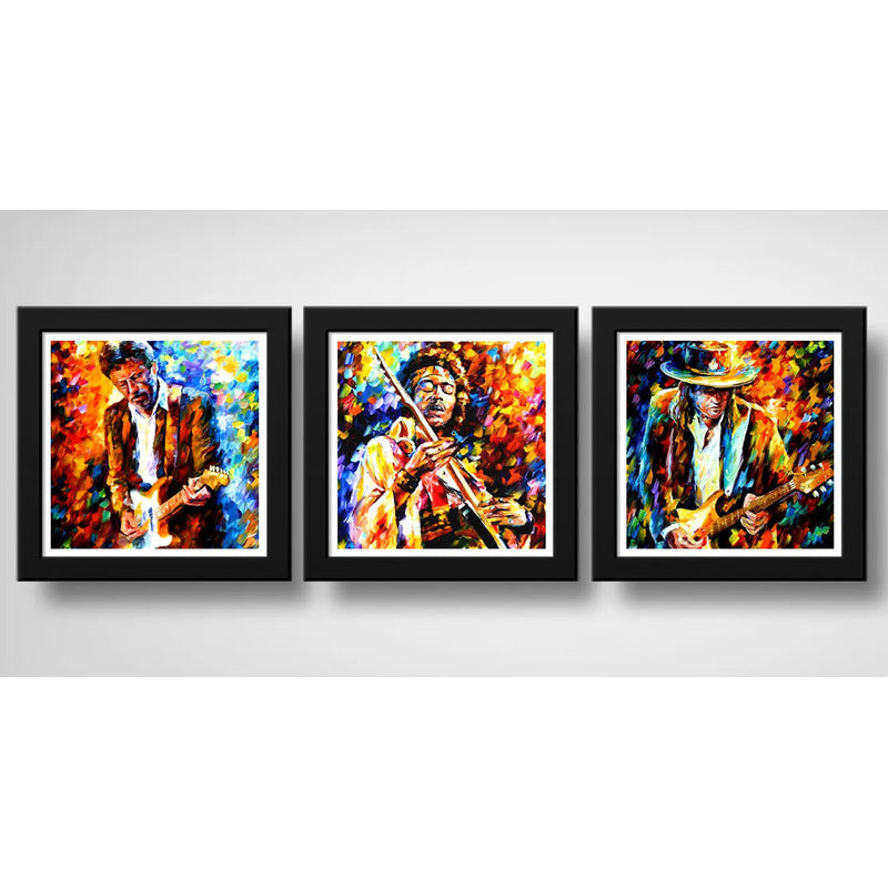 Set 3 Cuadros Eric Clapton Jimi Hendrix Ray Vaughan Pop Art