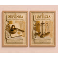 Set 2 Cuadros Temática Jurídica Abogado Justicia Efecto 3d Marco Marrón Claro