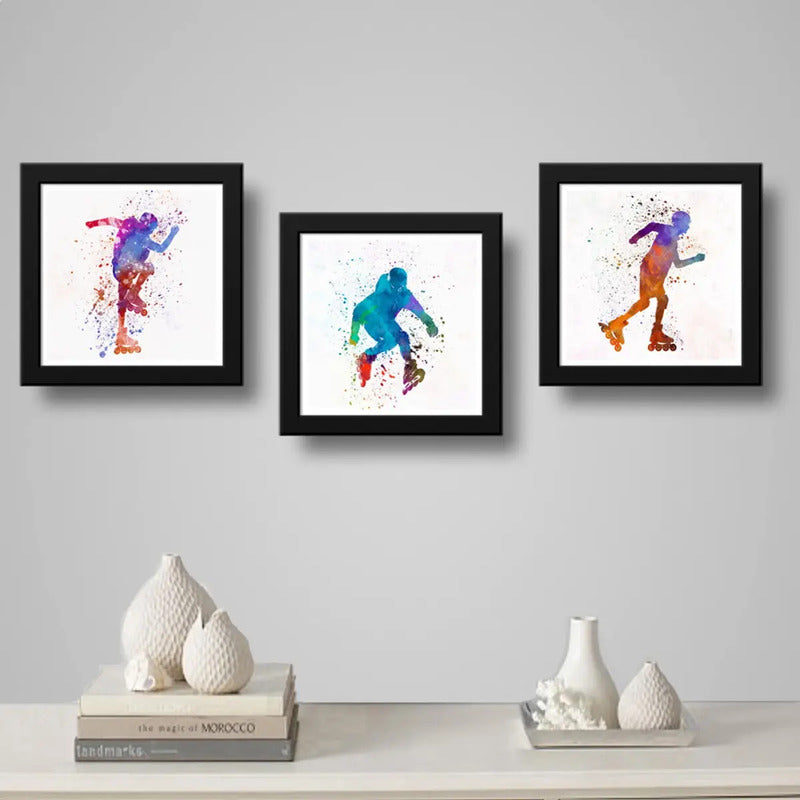 Set 3 Cuadros Patines Pop Art Rollers Deportes Skate Club