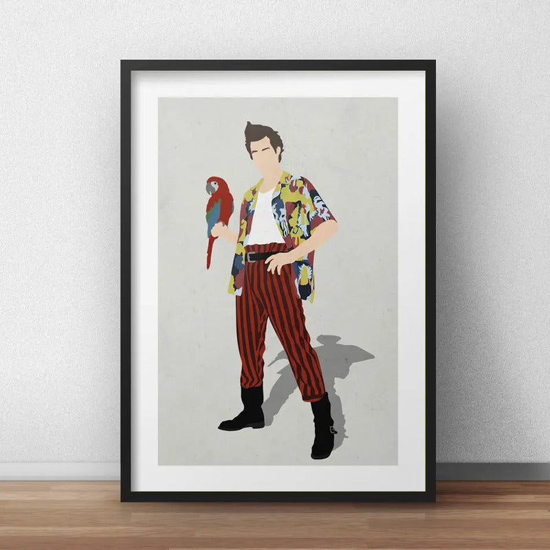 Cuadro Ace Ventura Minimalista Pet Detective Con Paspartú Marco Negro