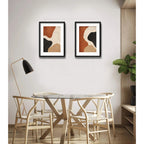 Set 2 Cuadros Boho Arte Abstracto Tonos Tierra Con Paspartu 43x33cm Cada Cuadro Negro