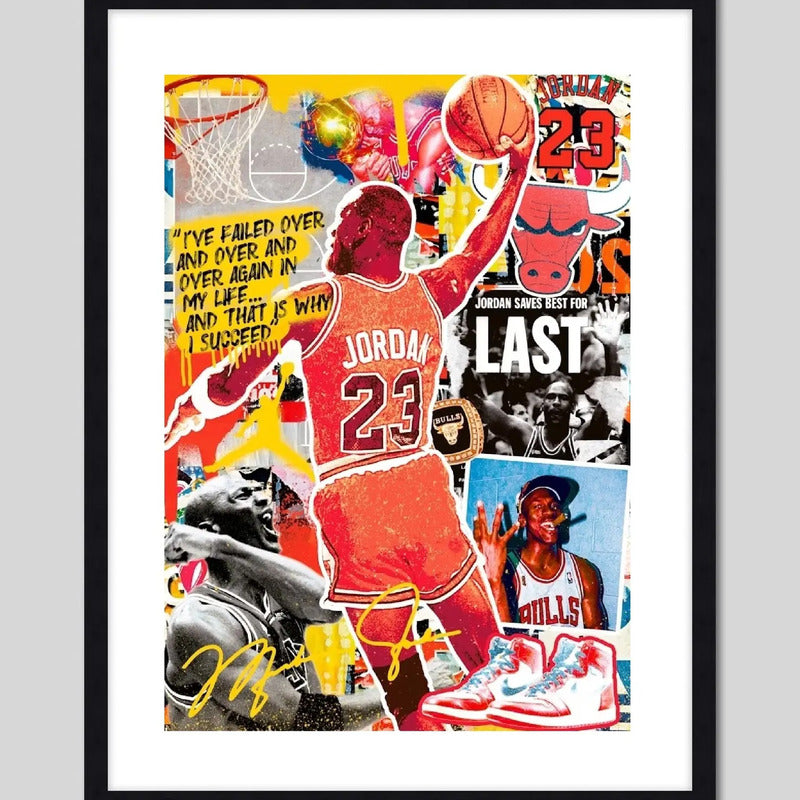 Cuadro Michael Jordan 23 Basket Nba Chicago Bulls Deporte Marco Negro