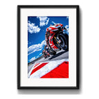 Cuadro Moto Gp Carrera Motociclismo Br1 53x43cm Con Paspartú Marco Negro