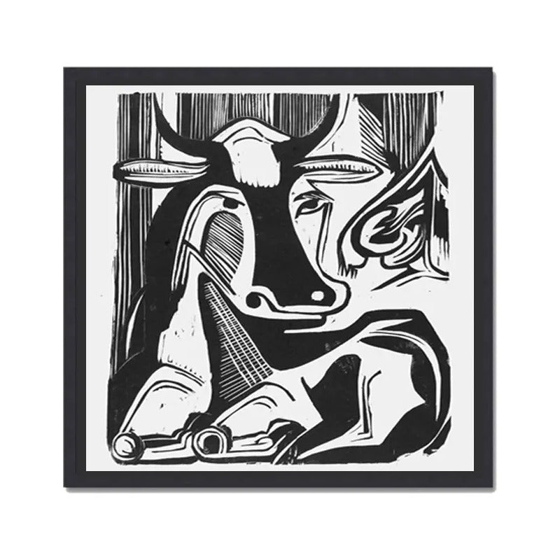 Cuadro Para Living Cocina Estudio Decoracion Moderna Black La Vaca Grande Ernst Kirchner Blanco Y Negro Con Marco Negro