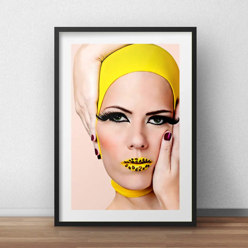 Cuadro Boca Fashion Maquillaje Labio Decoracion Con Paspartú
