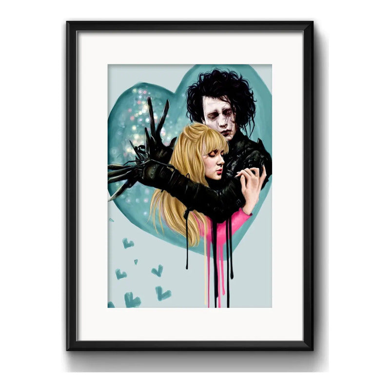 Cuadro Edward Manos De Tijera Cine Tim Burton Con Paspartú Marco Negro
