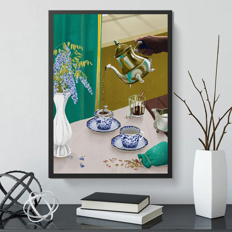 Cuadro Cocina Living Odio El Té Inglés Mate Retro Arte Marco Negro