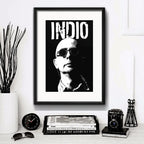 Cuadro Indio Solari En Blanco Y Negro Rock Brs1 Con Paspartú