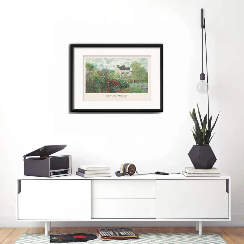 Cuadro Monet El Jardin Del Artista Arte 53x43cm Con Paspartú Marco Negro