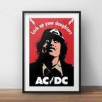 Cuadro Ac/dc Angus Young Frase Rock Decoracion Con Paspartú Marco Negro