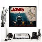 Cuadro Jaws Tiburon Mapa Pelicula Cinema Terror Spielberg Marco Negro
