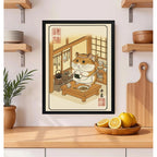 Cuadro Hamster Chef Sushi Comida Japón Cocina Decoracion Marco Negro