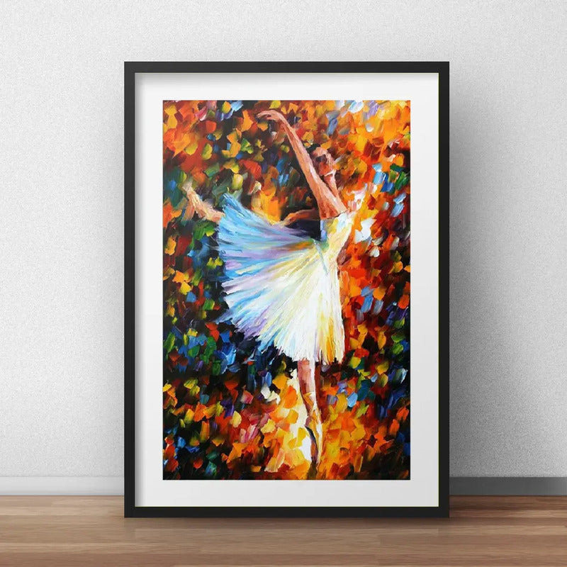 Cuadro Bailarína Pop Art Ballet Brs3 Decoracion Con Paspartú Marco Negro