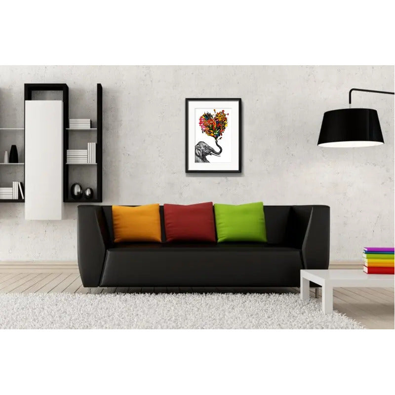 Cuadro Elefante Flores Del Amor Decoracion Con Paspartú