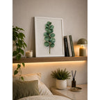 Cuadro Living Dormitorio Hojas Eucalipto Tonos Verdes Brs2 Marco Blanco
