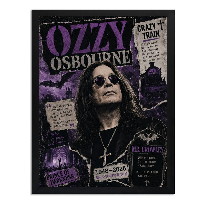 Cuadro Ozzy Osbourne Prince Of Darkness Rock Arte Vintage Marco Negro