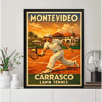 Cuadro Tenis Montevideo Carrasco Retro Deporte Decoracion Marco Negro