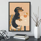 Cuadro Cocina Living Perro Dachshund Salchicha Aperol Spritz Marco Negro