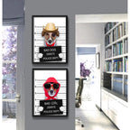 Set 2 Cuadros Bad Dogs Perro Mascota Pet Arte Decoracion