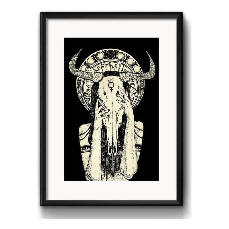 Cuadro Wicca Místico Esotérico Magia Decoracion Con Paspartú Marco Negro