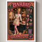 Cuadro Barbie Chef Cocina Decoracion Dormitorio Muñeca Marco Blanco