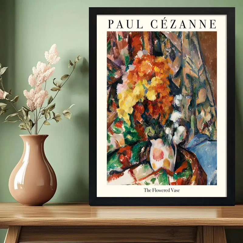 Cuadro Dormitorio Living Paul Cézanne El Jarrón De Flores Marco Negro