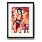 Cuadro Mai Shiranui King Of Fighters Game Arte Con Paspartú Marco Negro
