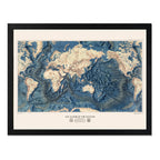 Cuadro Living Mapa Mundi El Fondo De Los Océanos Vintage Art Marco Negro