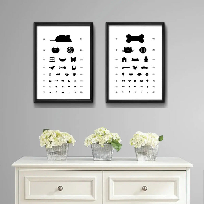 Set 2 Cuadros Test Visual Pet Mascotas Perro Gato Decoracion