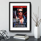 Cuadro El Exterminador Pelicula Schwarzenegger Con Paspartú Marco Negro