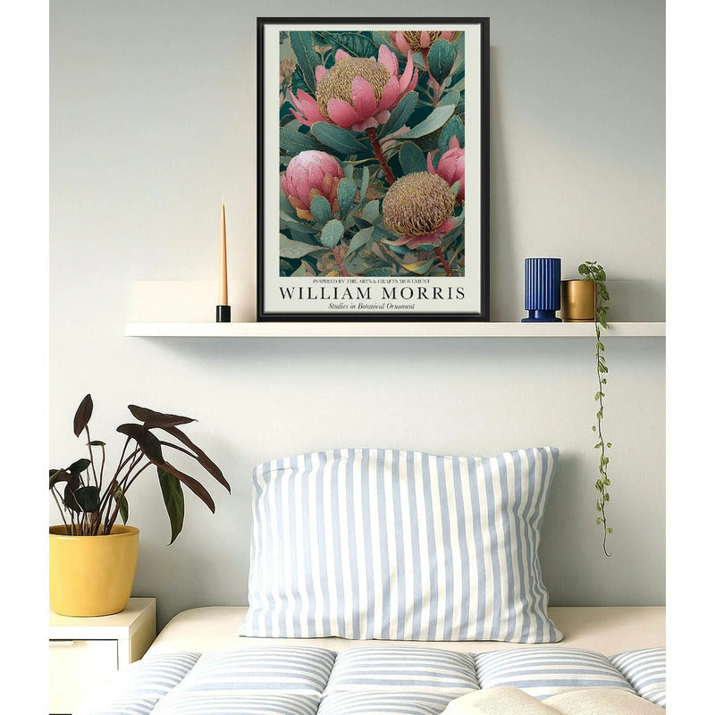 Cuadro William Morris Flores Botanico Art & Craft Decoracion Marco Negro