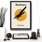 Cuadro Bauhaus Arte Objectos Formas Geometricas Colores Avión Marco Negro