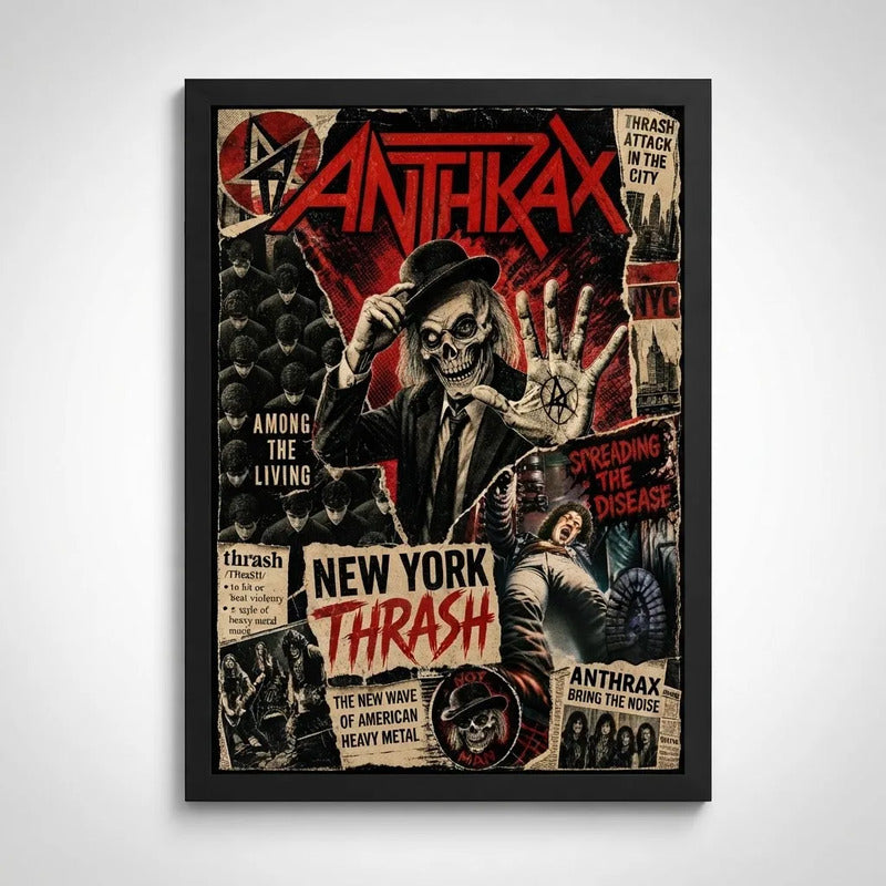 Cuadro Anthrax New York Thrash Heavy Metal Rock Arte Musica Marco Negro