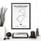 Cuadro Pistas De Carreras Autodromo Formula 1 Minimalista Silverstone Reino Unido Marco Negro