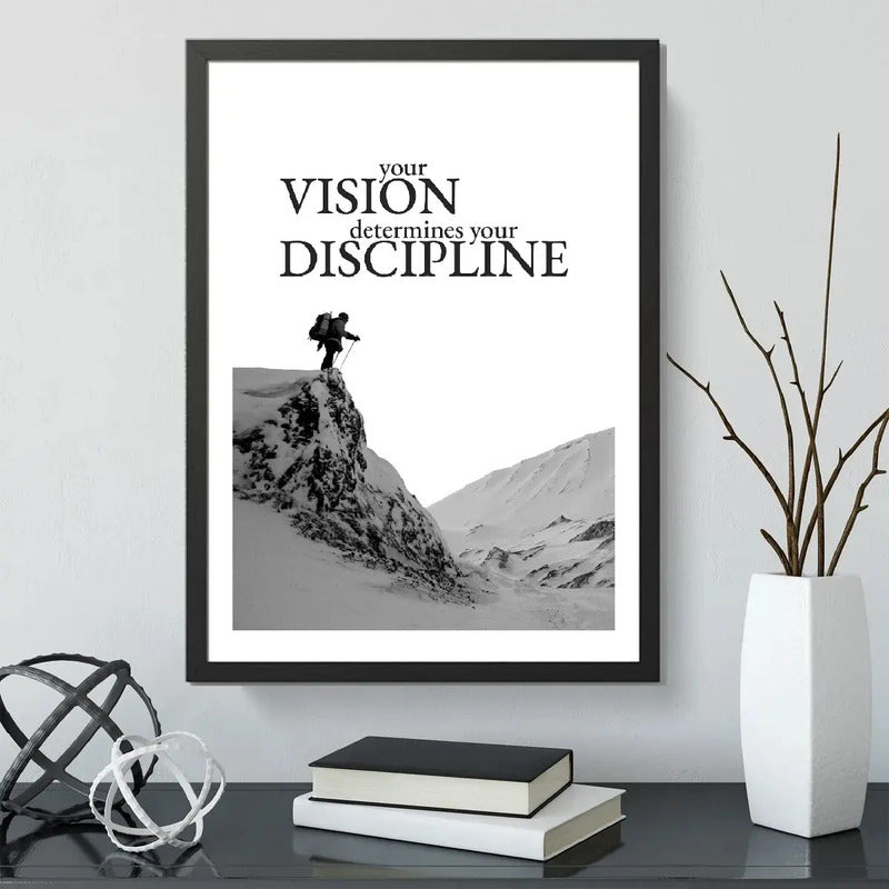 Cuadro Coach Your Vision Determines Your Discipline Frase Marco Negro