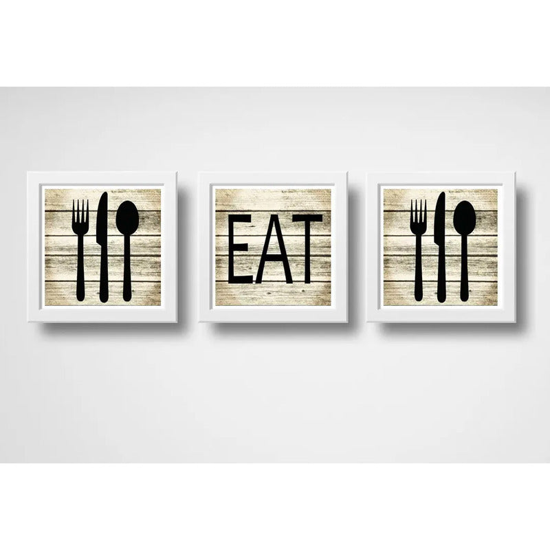 Set 3 Cuadros Cocina Gourmet Eat Kitchen Decoración Hogar