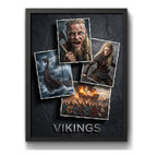 Cuadro Vikings Serie Tv Vikingos Arte Medieval Decoracion Marco Negro