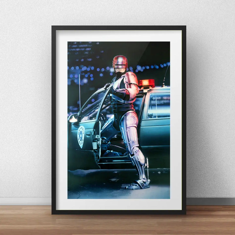 Cuadro Robocop Pelicula Cine Decoracion Con Paspartú Marco Negro