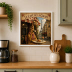 Cuadro Living Comedor Cocina Café Paris Jirafa 33x33cm Marco Blanco