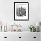 Cuadro New York Blanco Negro Foto B1 53x43cm Con Paspartú Marco Negro