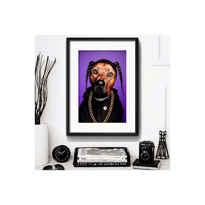 Cuadro Perro Gato Musica Cine Pop Decoracion Con Paspartú