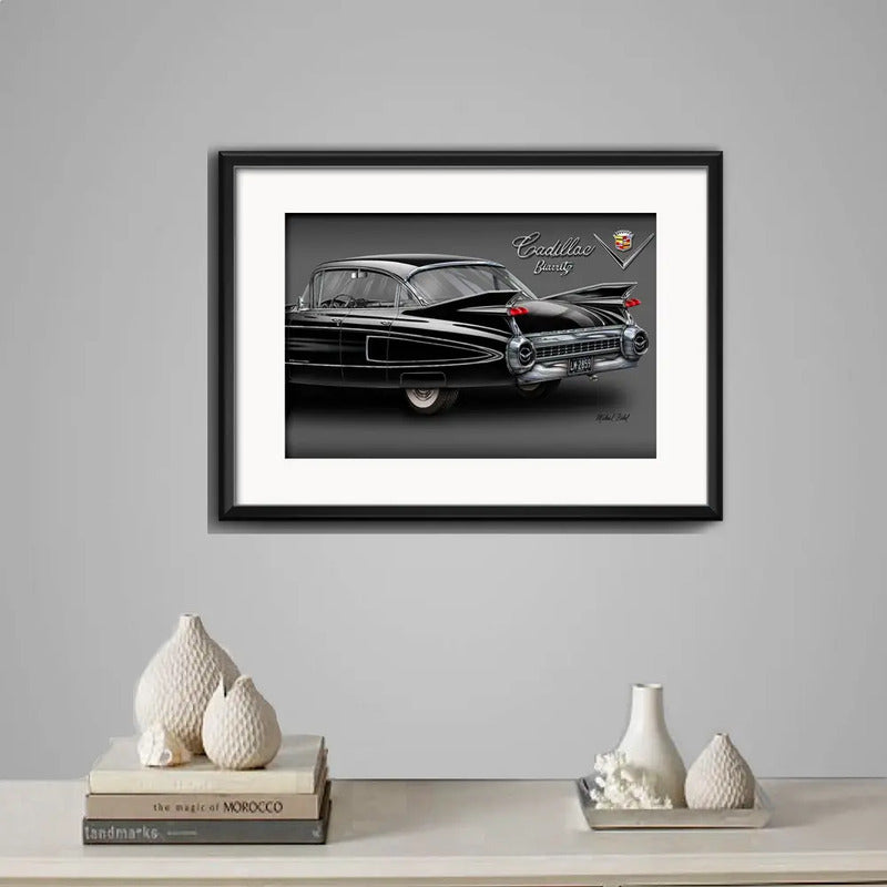 Cuadro Autos Antiguos Modelos Marcas Retro Arte Con Paspartu Cadillac Eldorado Biarritz Con Marco Negro