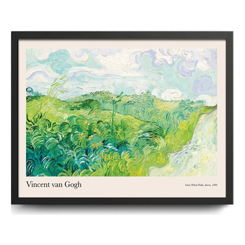 Cuadro Dormitorio Living Van Gogh Campos Trigo Verde Auvers Marco Negro