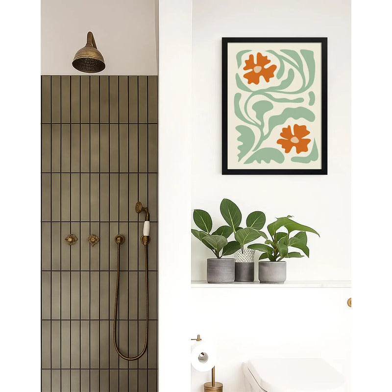 Cuadro Boho Botanico Flores Plantas Abstracto Tonos Nude Flores Boho 1 Negro