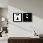 Set 2 Cuadros Am Pm Mate Vino Cocina Living Decoracion