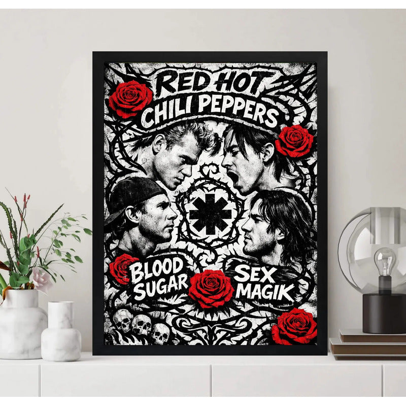 Cuadro Red Hot Chilli Peppers Blood Sugar Sex Magik Rock Marco Negro