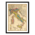 Cuadro Mapas Del Mundo Mapamundi Cartografia Vintage Arte Mapa Geológico Histórico De Italia 1864 Con Marco Negro